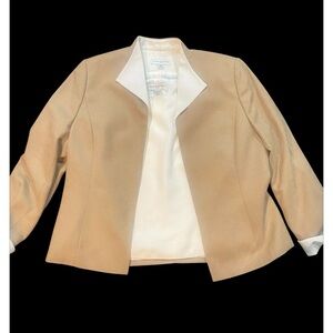 2pc Amanda Smith Tan Blazer with Textured Fabric and Open Front
